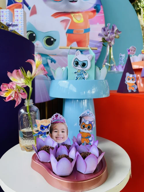 Decoração de festa Super Gatinhos — Festaria